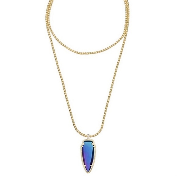 Kendra Scott Iridescent Black Shaylee Arrowhead Necklace - Picture 1 of 14